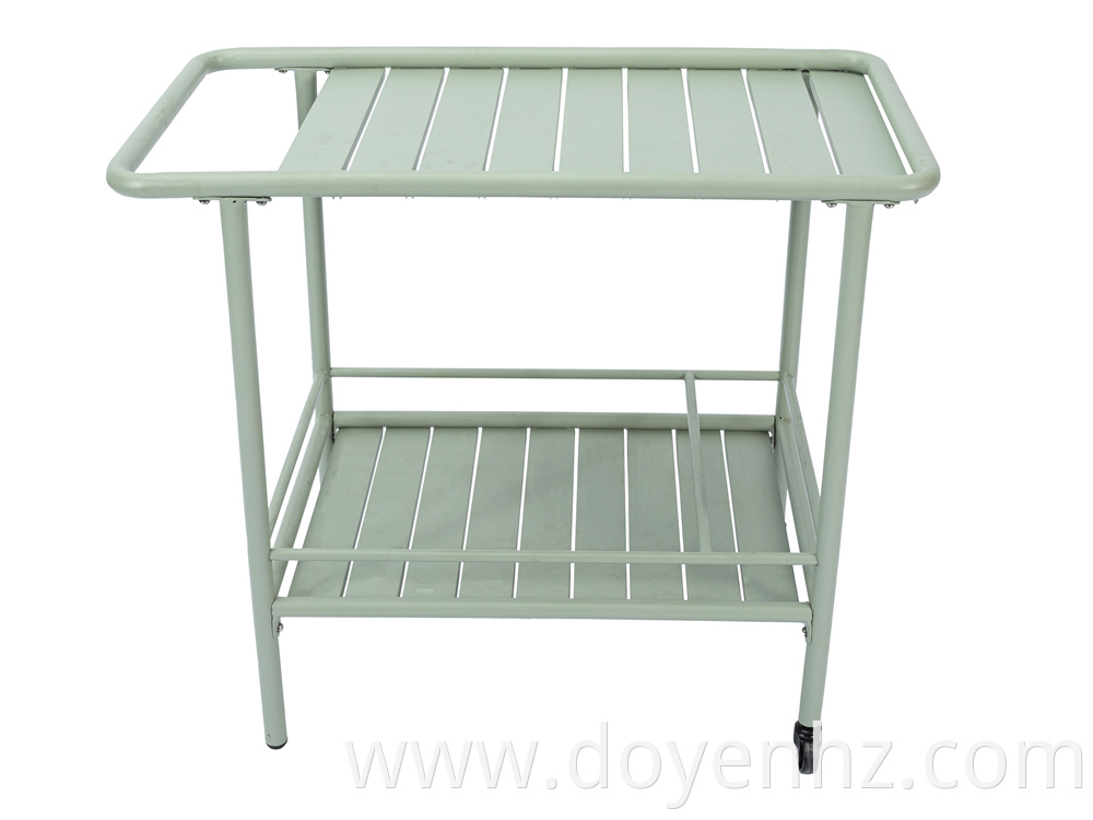 2-Tier Metal Serving Rolling Cart with Handle for Outdoor/Indoor